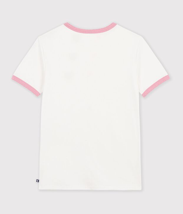 Dames-T-shirt van effen katoen met korte mouwen wit