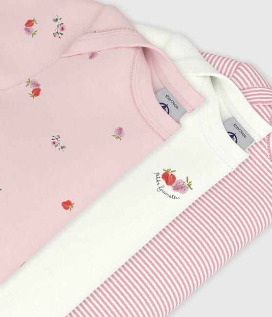 Lot de bodies manches courtes en coton imprimé fleuri bébé variante 1