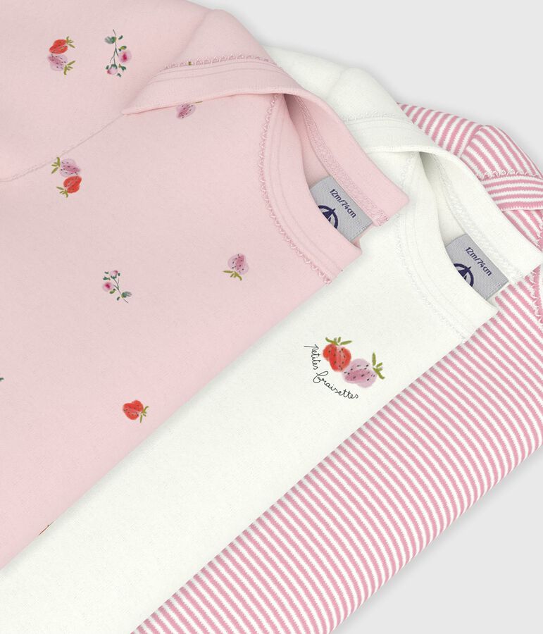 Lot de bodies manches courtes en coton imprim&eacute; fleuri b&eacute;b&eacute; multicouleur