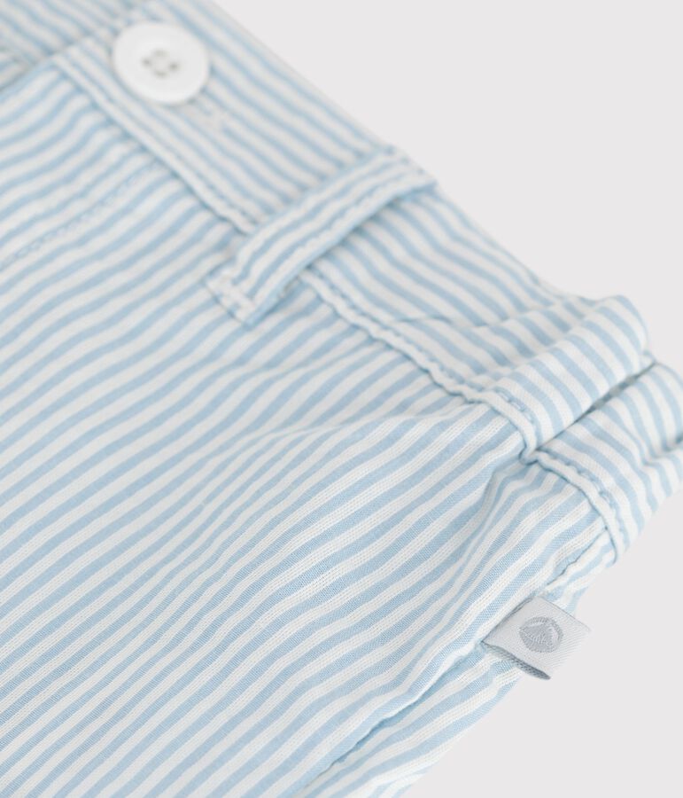 Gestreepte katoenen short voor baby's wit/blauw