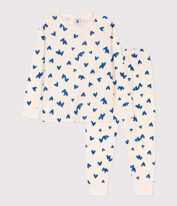Coffret cadeau pyjama et culottes imprim&eacute; c&oelig;urs bleus en coton multicouleur
