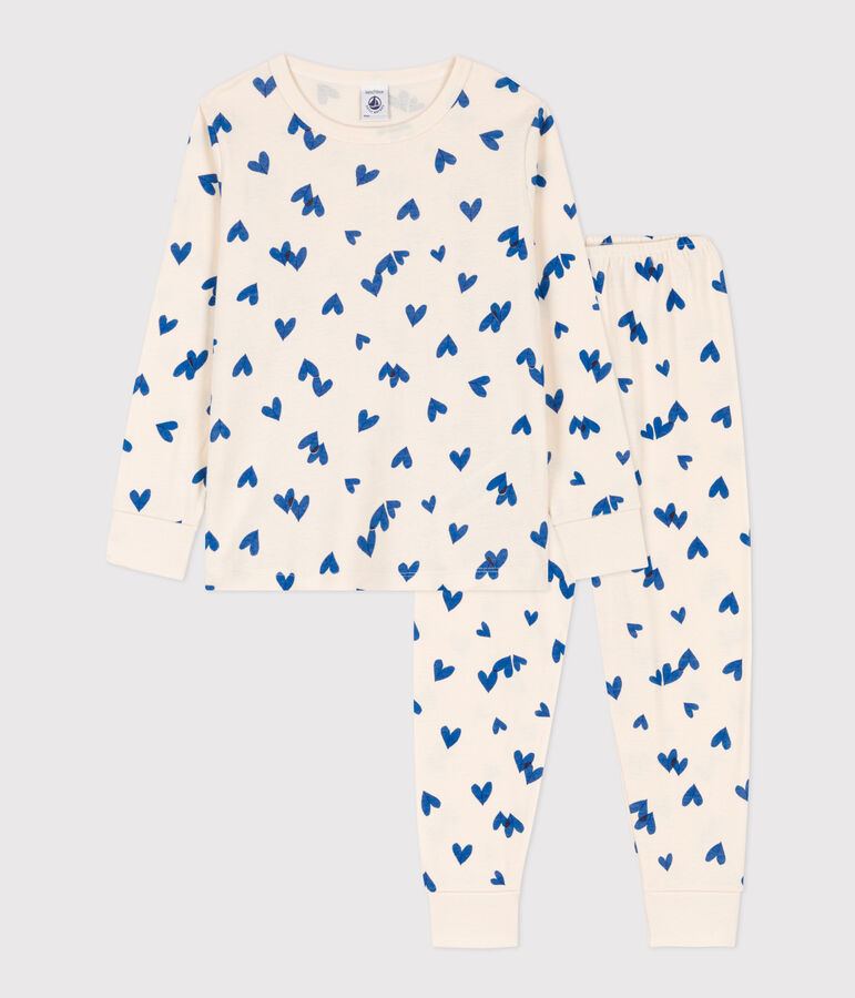 Coffret cadeau pyjama et culottes imprim&eacute; c&oelig;urs bleus en coton multicouleur