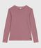 Katoenen dames-T-shirt met lange mouwen - L'Iconique rood AMARANTE/ MARSHMALLOW