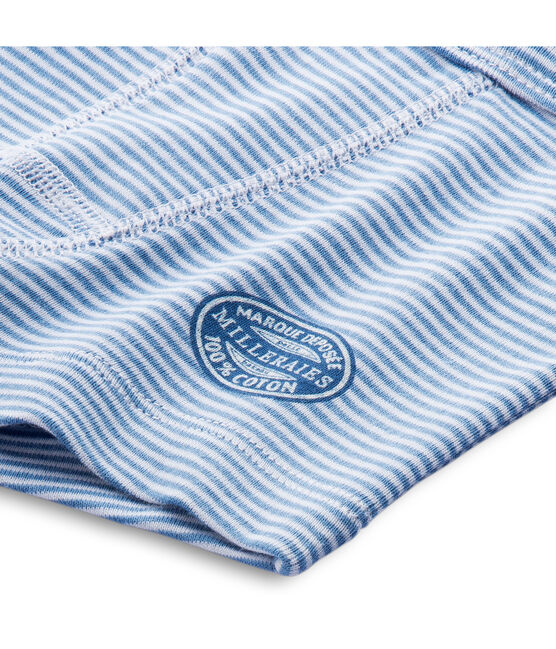 Jongensboxershort met milleraies-strepen blauw ALASKA/wit ECUME