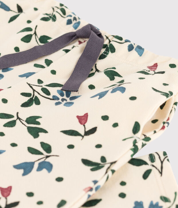 Broek in molton met print voor baby's ecru/multicouleur