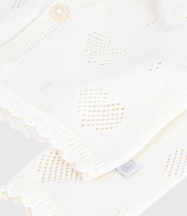 Katoenen babyvestje met hartjesmotief wit