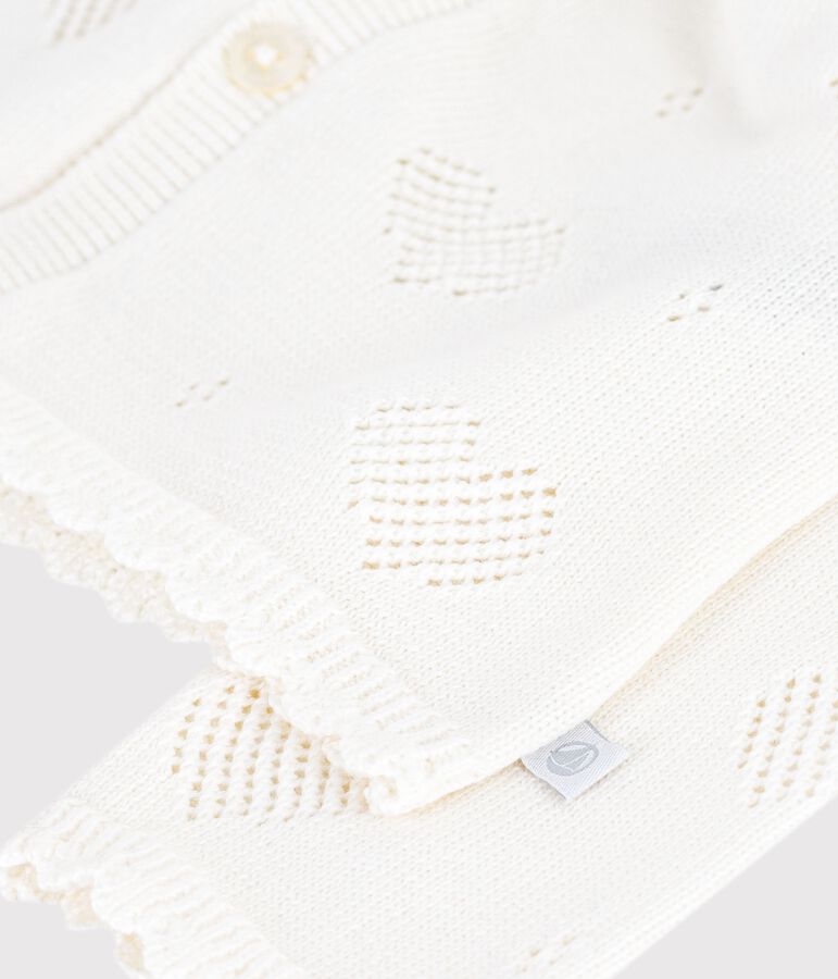 Cardigan b&eacute;b&eacute; en coton &agrave; motifs c&oelig;urs blanc