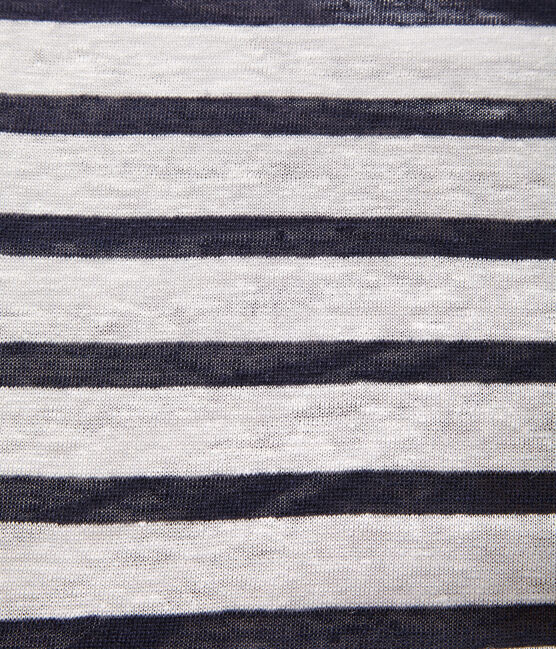 Top marinière femme en lin blanc LAIT/bleu SMOKING