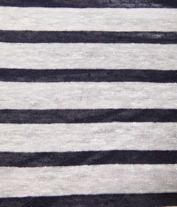 Top marini&egrave;re femme en lin blanc/bleu