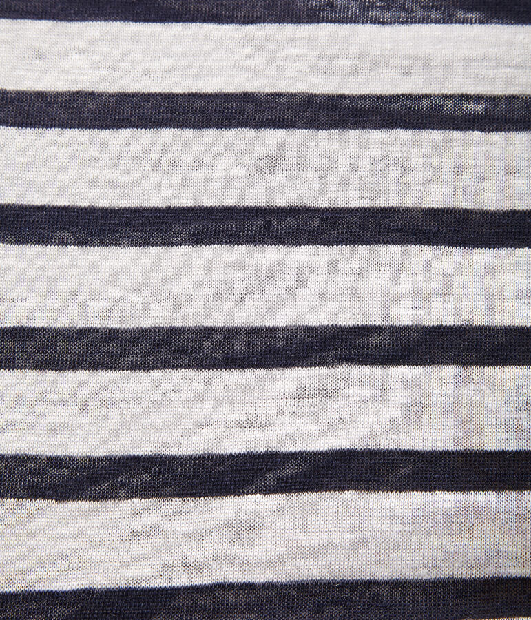 Top marini&egrave;re femme en lin blanc/bleu