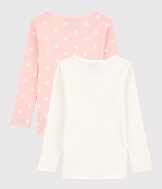 Lot de 2 tee shirts manches longues imprimé étoiles petite fille en coton variante 1