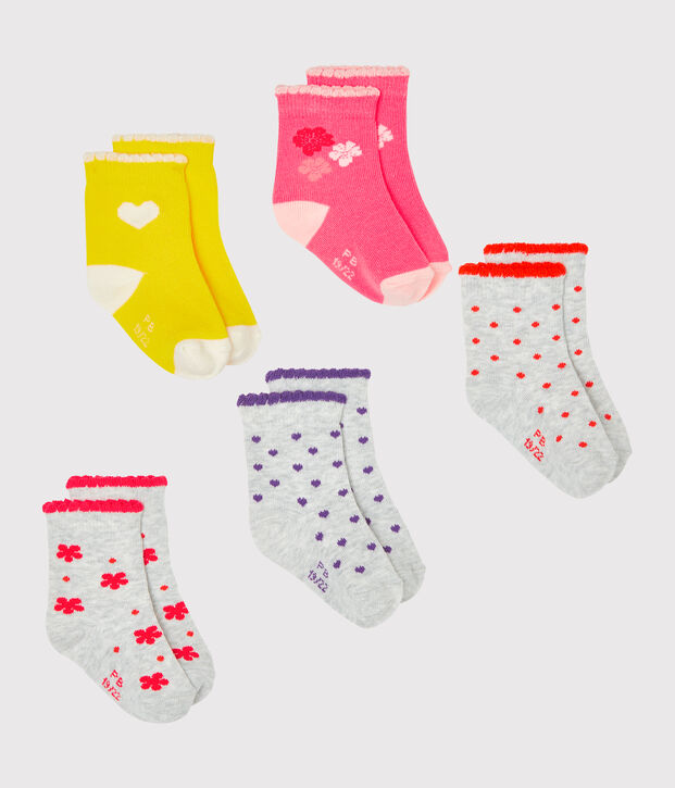 Set van 5 paar babymeisjessokken. multicouleur
