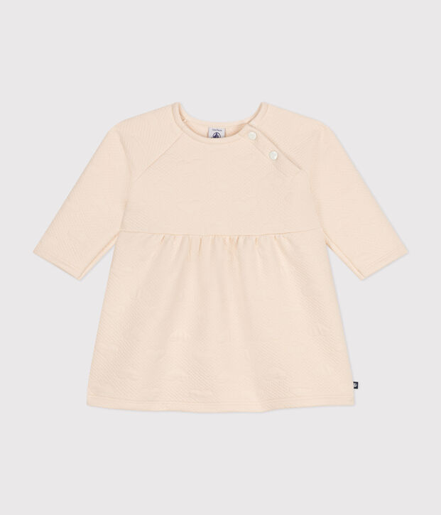 Robe manches longues en tubique matelass&eacute; b&eacute;b&eacute; &eacute;cru