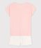 Roze korte pyjama voor meisjes in biokatoen roze MINOIS/wit MULTICO