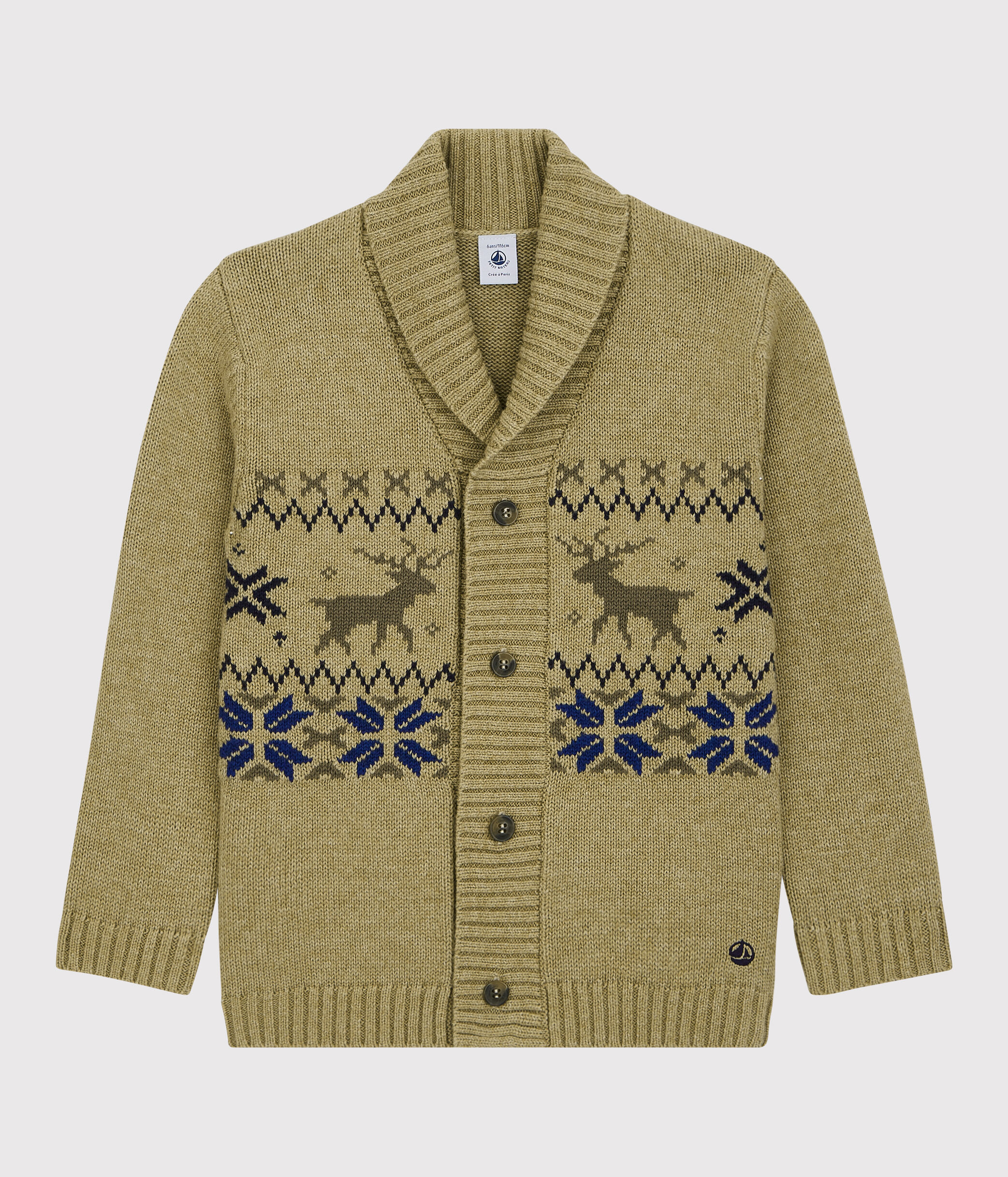 Cardigan Bébé Garçon Petit Bateau - Gilet En Coton Tricoté, Ouverture Boutonnée, Encolure En V - Taille 0-24 Mois