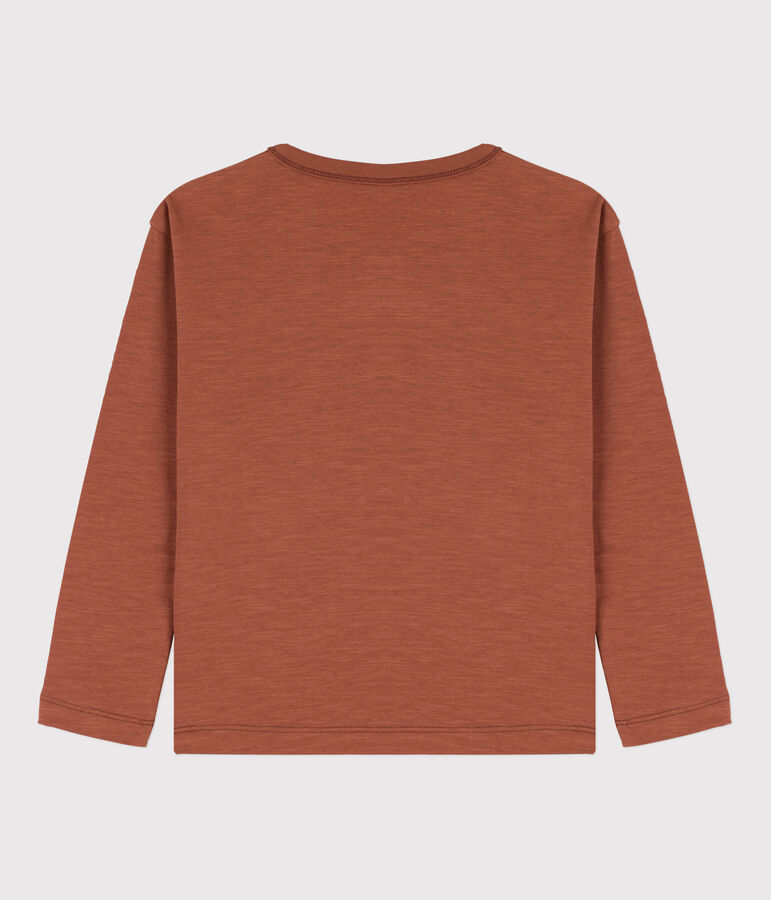 Tee-shirt manches longues en coton enfant gar&ccedil;on marron CINA