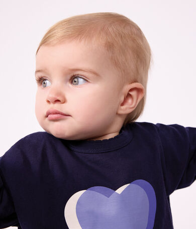 Effen katoenen T-shirt met lange mouwen en motiefje voor baby's
