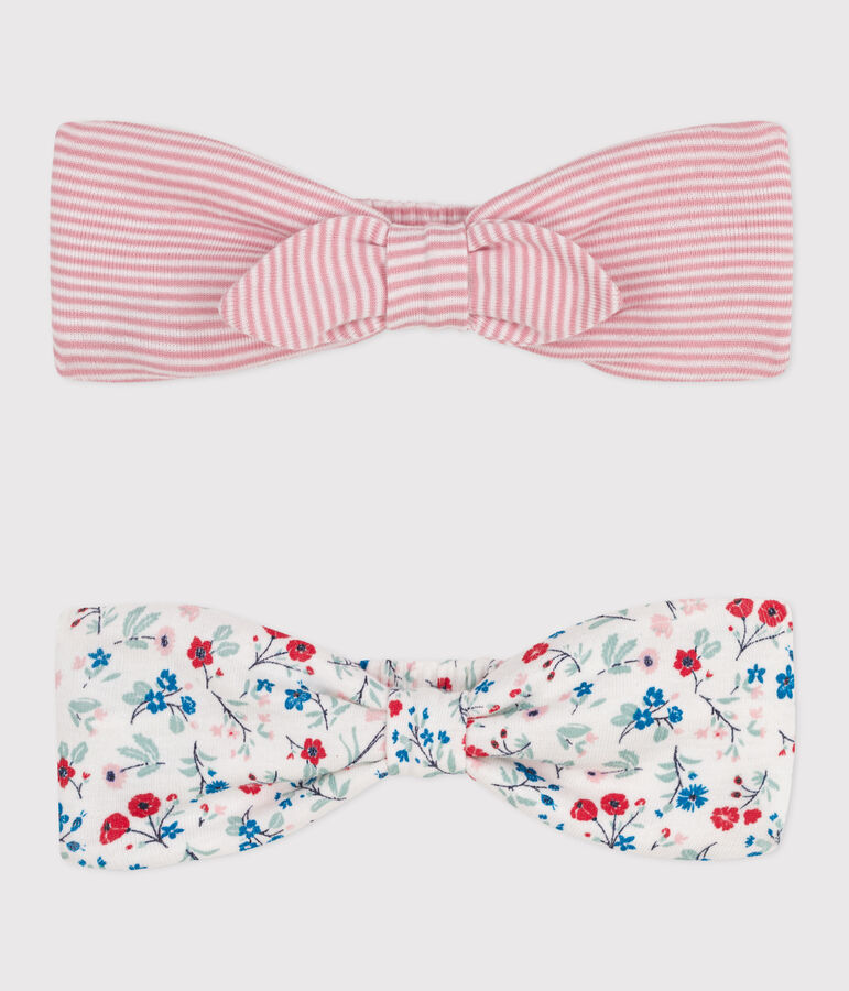 Lot de 2 bandeaux b&eacute;b&eacute; fille en coton multicouleur