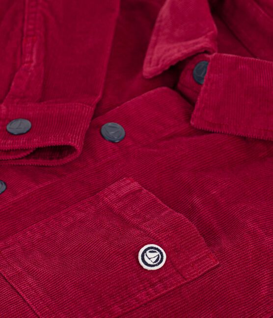 Chemise enfant en velours unie AMARANTE
