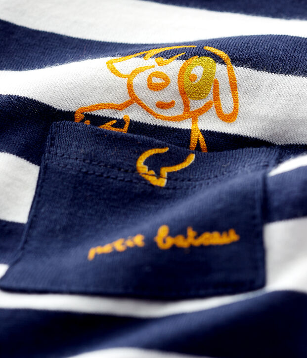 Tee-shirt manches courtes en jersey b&eacute;b&eacute; gar&ccedil;on bleu/blanc