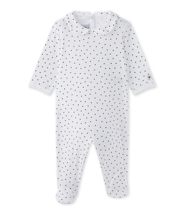 Pyjama voor babymeisjes met hartjesdessin wit/blauw