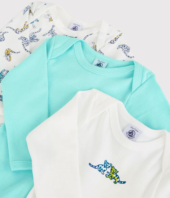 Set met 5 body's met lange mouwen en luipaardjes in biologisch katoen voor babymeisjes variante 1