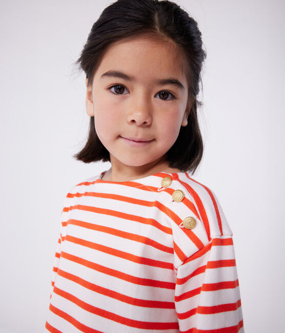 Katoenen kinderjurk met lange mouwen en strepen roze FLEUR/ SPICY