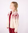 Cardigan enfant en laine et coton à motif jacquard écru AVALANCHE/ AMARANTE