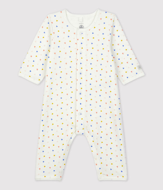 Bodyjama sans pieds  bébé en coton biologique blanc MARSHMALLOW/blanc MULTICO