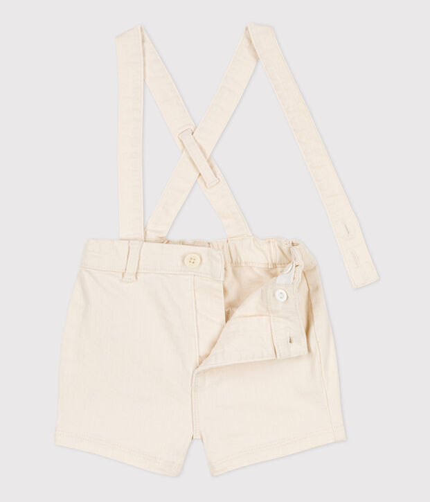 Denim babyshort met bretels ecru