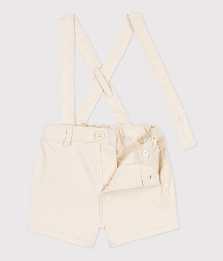Denim babyshort met bretels ecru