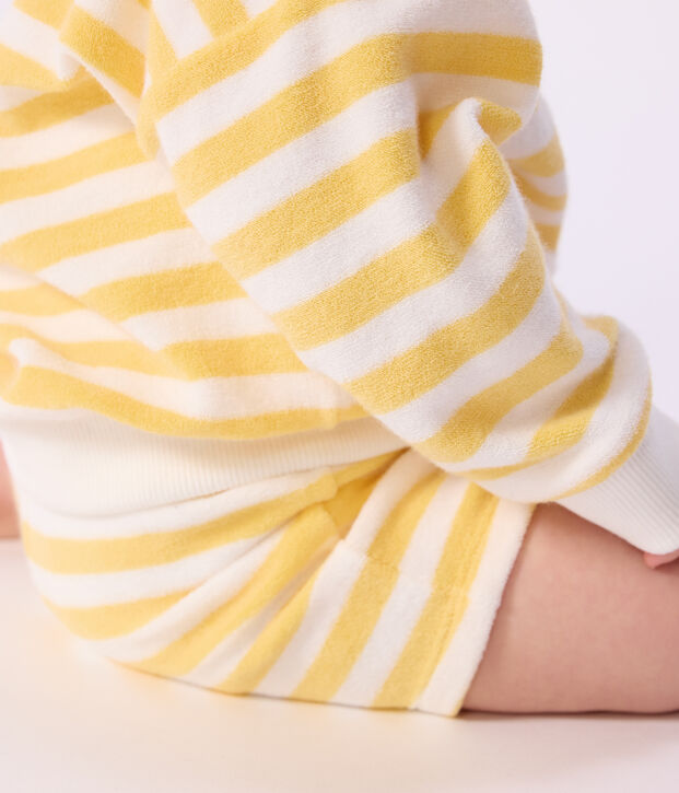 Sweatshirt b&eacute;b&eacute; en coton ray&eacute; jaune/blanc