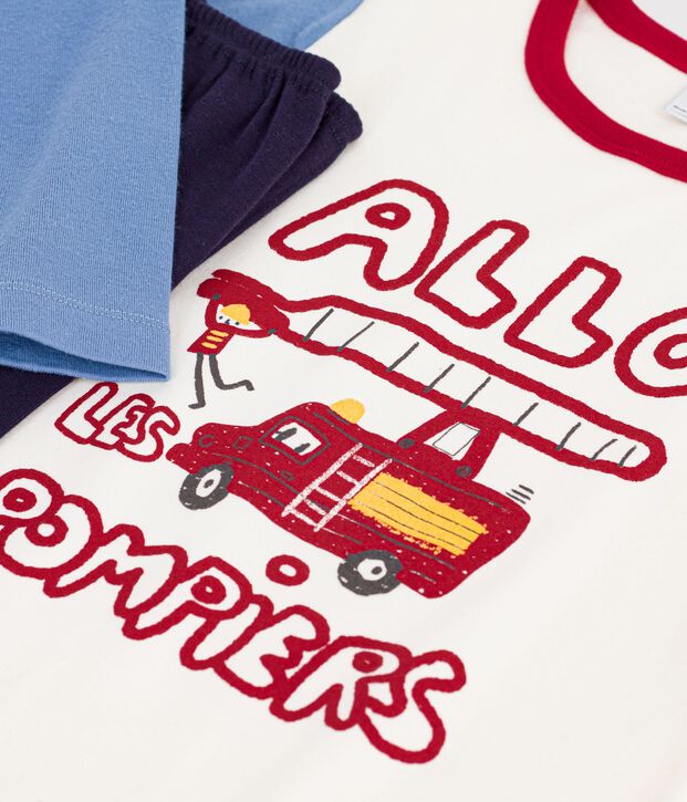 Katoenen kinderpyjama met brandweermanmotiefje blauw/multicouleur