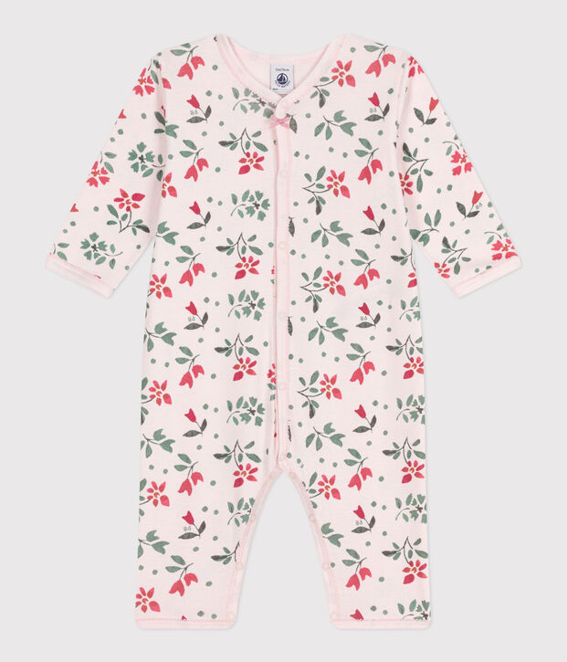 Pyjama b&eacute;b&eacute; en coton sans pieds fleuri rose/multicouleur