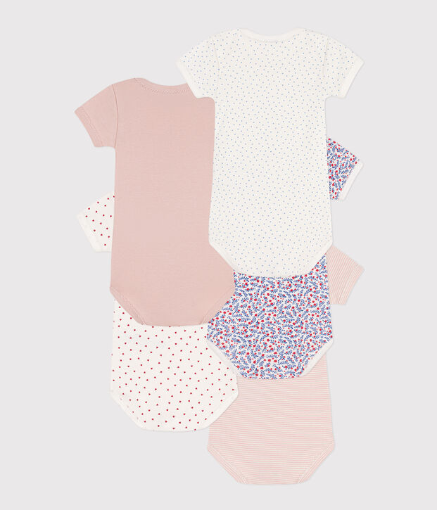 Set van 5 body's met korte mouwen en bloemenprint in katoen multicouleur