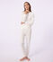 Pyjama femme en coton et élasthanne imprimé cœurs blanc MARSHMALLOW/blanc MULTICO