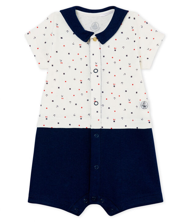 Korte playsuit voor babyjongens wit/multicouleur