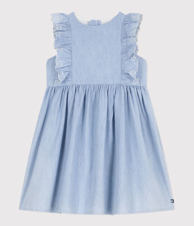 Robe sans manches enfant en coton bleu