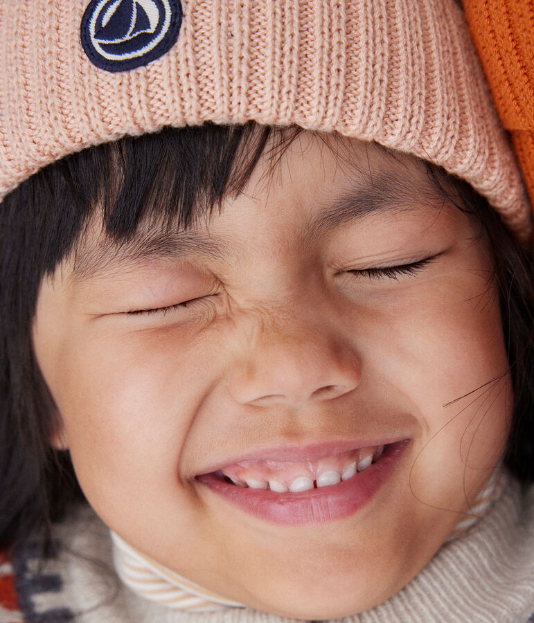 Bonnet en tricot doubl&eacute; en polaire enfant gar&ccedil;on-fille rose SALINE