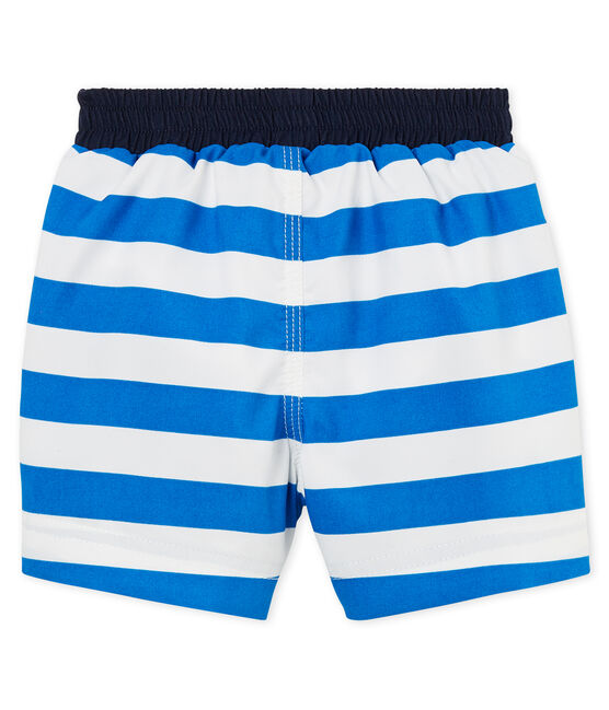 Short de plage rayé bébé garçon bleu RIYADH/blanc MARSHMALLOW