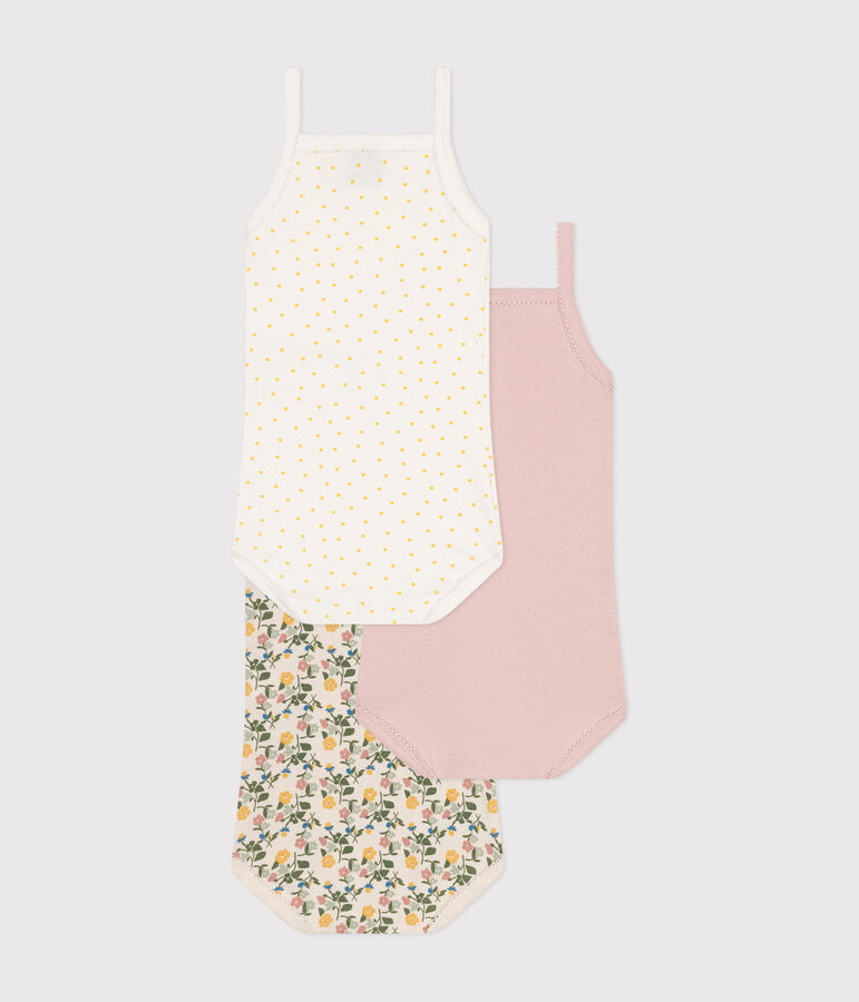 Set van 3 body's met bandjes en bloemetjes in katoen multicouleur
