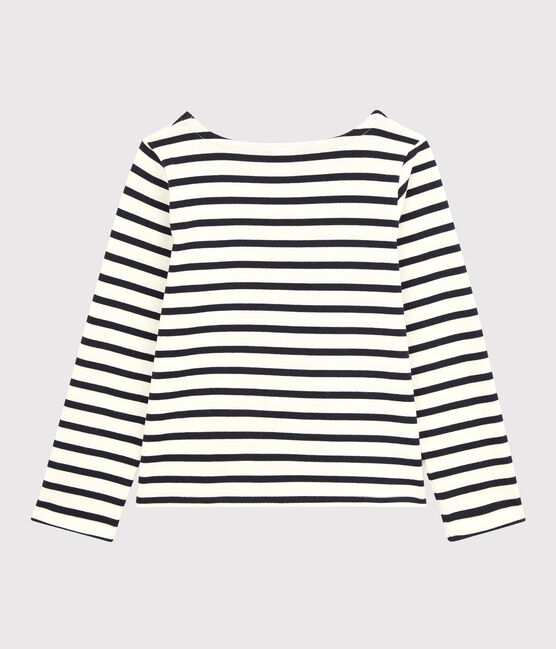 Marinetruitje voor meisjes in katoen wit MARSHMALLOW/blauw SMOKING