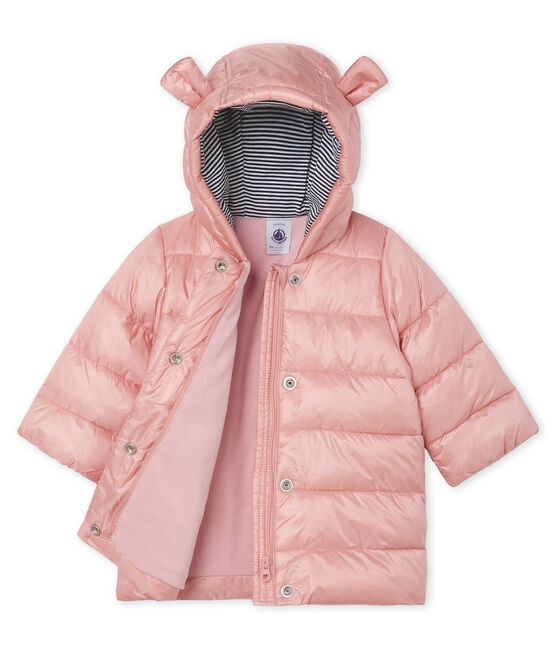 Donsjack van gesatineerde polyamide babymeisje roze FLEUR