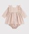Katoenen babyjurkje met print ecru/wit