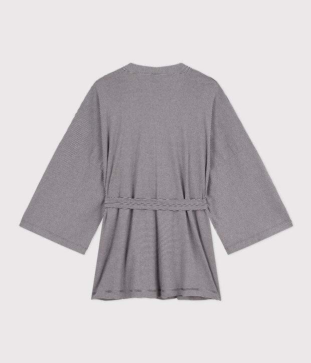 Gestreepte kimono voor vrouwen blauw/wit