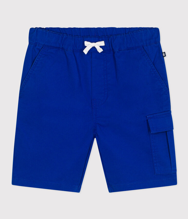 Bermuda en toile de coton enfant gar&ccedil;on bleu