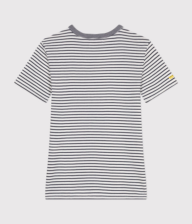 L'Iconique, katoenen T-shirt voor dames met Monsieur Madame-motiefje wit/blauw
