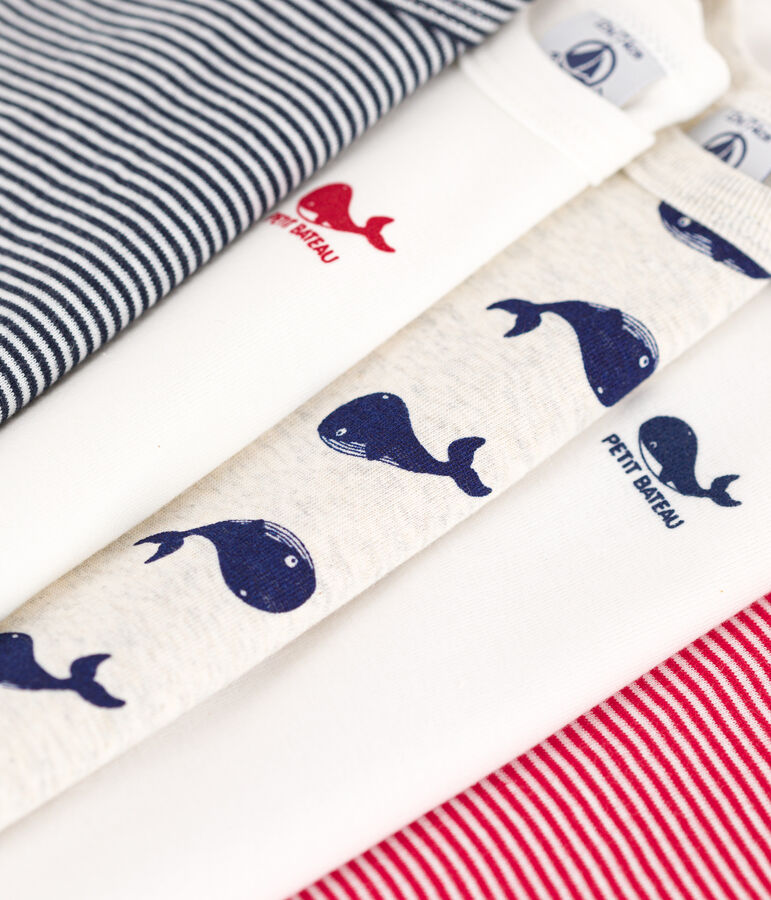Lot de 5 bodies manches courtes baleines en coton multicouleur