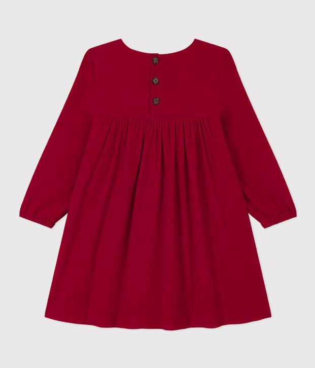 Robe manches longues en velours uni enfant fille rouge
