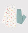 Fluwelen meisjesnachthemd met hart wit MARSHMALLOW/wit MULTICO